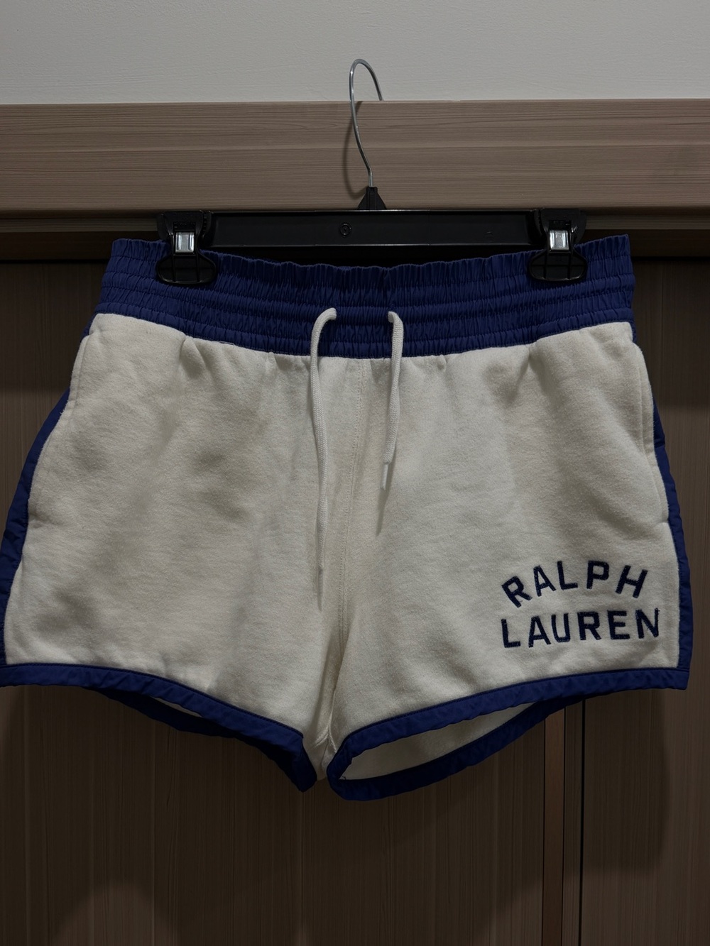 Ralph Lauren White Terry Shorts with Navy Trim